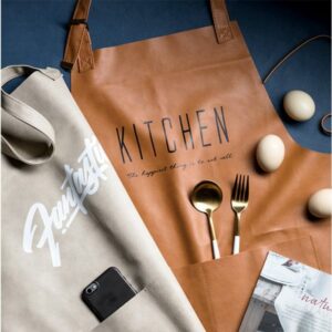 Nordic Letter Patterned Leather Waterproof Apron